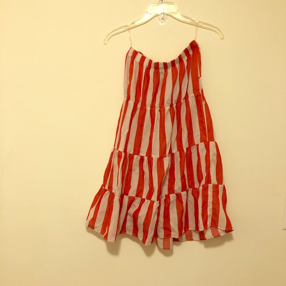 Red & White Stripe Tube Top Dress Size L